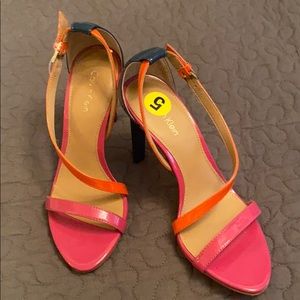 Calvin Klein shoes. Hot pink, navy and orange.